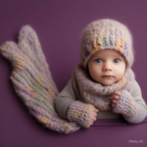 Purple Color Scheme Baby Cap, Gloves & Cowl